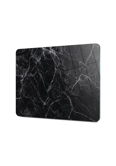 Decovetro Cam Kesme Tahtası Ve Sunumluk Siyah Beyaz Mermer Desenli 25 X 35 Cm Çok Renkli