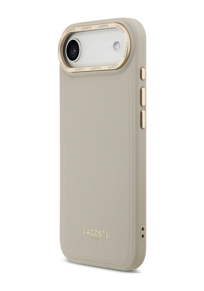 Apple Uyumlu iPhone 17 Air Kılıf Lacoste Lisanslı M-safeli Champs Elysees Pu Deri Tasarımlı Kapak Gri Gri