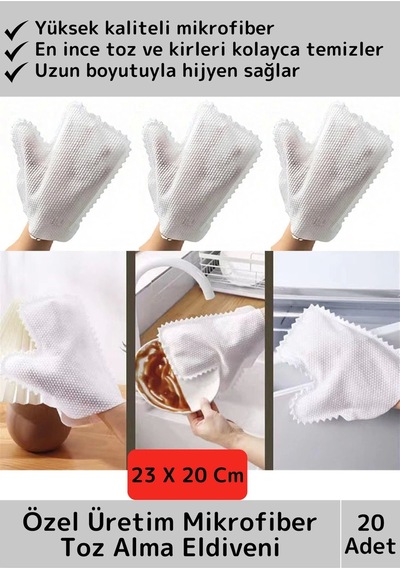 Wintoup Premium Dayanıklı Yüksek Kaliteli Mikrofiber Temizlik Toz Alma Eldiveni 20'li