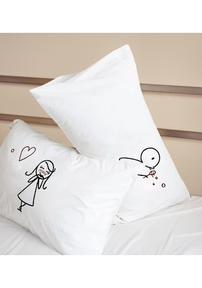 Bk Gift Sevgili Tasarımlı Pamuklu 2 Li Yastık Kılıfı Seti-2 50x70cm , Sevgiliye , Ev si, Tasarım Ev Tekstili