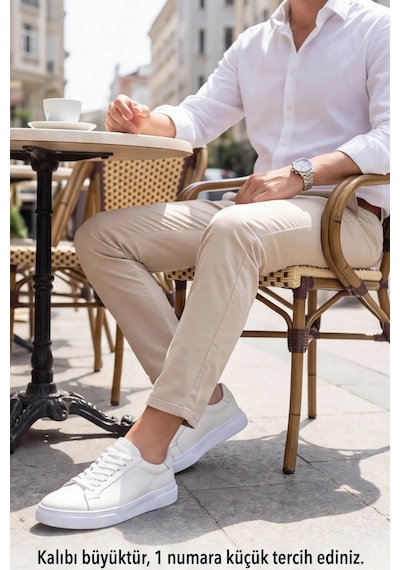 Prestige Sneaker Hakiki Deri Beyaz Erkek Sneaker, Ergonomik Kalın Ve Yumuşak Tabanlı Bağcıklı ... Prestige Sneaker Hakiki Deri Beyaz Erkek Sneaker, Ergonomik Kalın Ve Yumuşak Tabanlı Bağcıklı ...