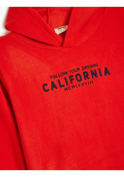 Koton Kapşonlu Sweatshirt Baskılı Uzun Kollu Turuncu 5wkb10215tk Turuncu