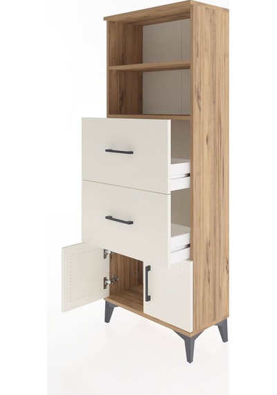 Arges Dolap 2 Raflı 2 Çekmeceli 2 Kapaklı 60x30x163 Çam-aytaşı Atlas Çam