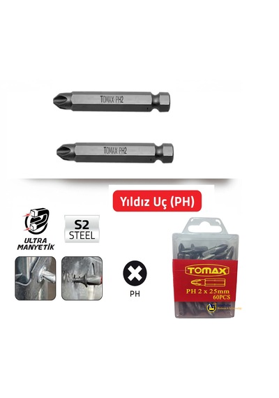 Tomax Ph2 X 25 Mm Bits Uç 60 Adet