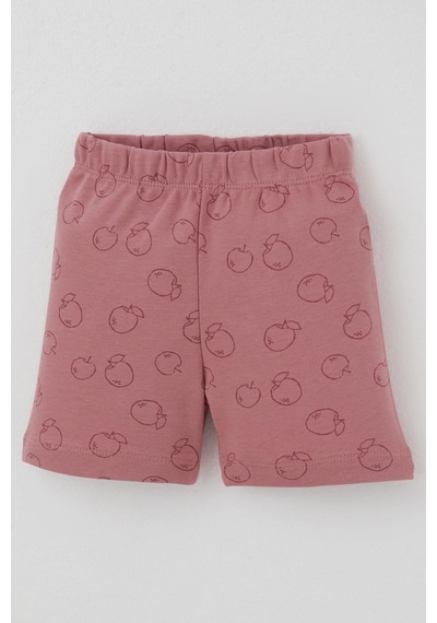 Breeze Kız Bebek Pijama Takımı Elma Desenli Önden Düğmeli 4 Ay - 1 Yaş , Gülkurusu