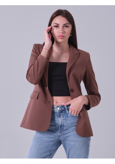 Feminist Açık Kahverengi Vatkalı Astarlı Blazer Ceket 0105110.197