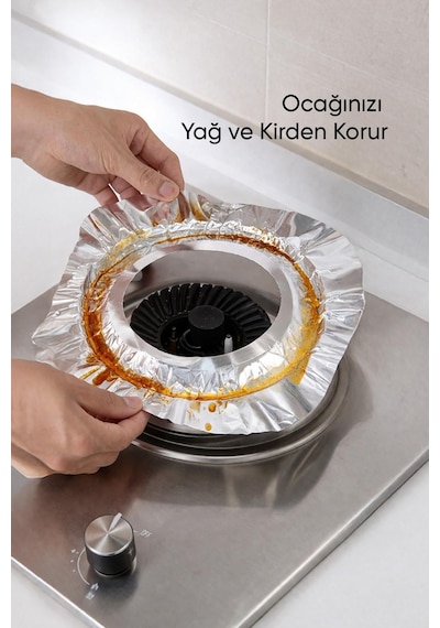 Ocak Üstü Koruyucu Folyo Isıya Dayanıklı Izgara Koruyucu Leke Önleyici Panel 23 x 23 CM