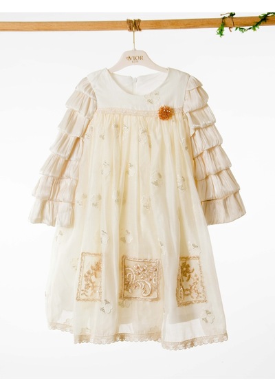 Xo Kids Kız Çocuk Elbise 4-8 Yaş 924 Bej