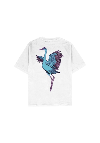 Adrift Crane Beyaz Oversize Unisex T-shirt Beyaz