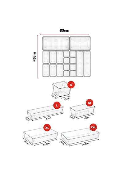 Nandy Home 18 Parça Çekmece İçi Düzenleyici, Organizer Set Beyaz