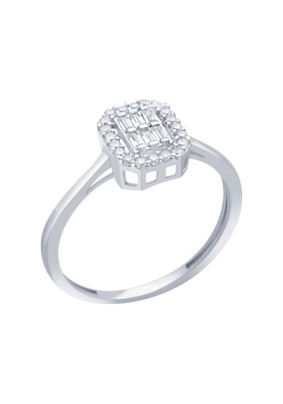Gülaylar Diamond 489794308 Line Beyaz Altın 8 Ayar Baget Yüzük