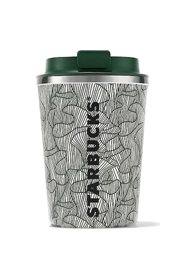 Starbucks Yeşil Beyaz Desenli Çelik Termos Bardak 355 Ml Yeşil