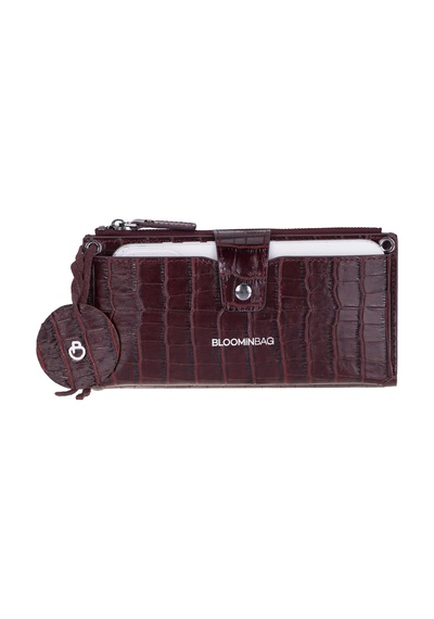Bloominbag Burgundy Croco Lozan Hakiki Süet Çapraz Askılı Telefon Bölmeli Cüzdan Çanta Bordo