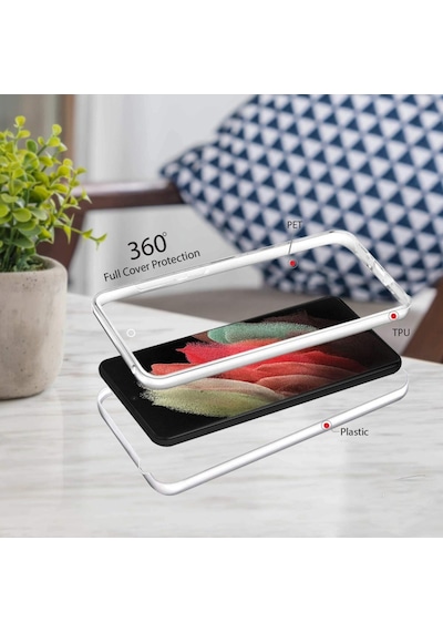 Teknomoda Samsung Uyumlu Galaxy S21 Ultra Kilif 360 Seffaf Ön Arka Koruma Silikon 498772521