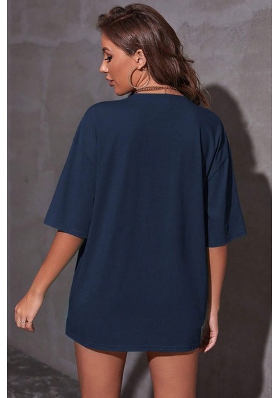 Uyguntarz Unisex Miami Baskılı Tasarım Tshirt Lacivert