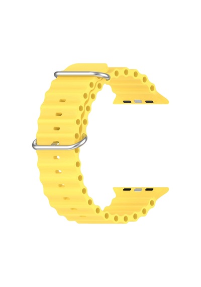 Caseonn Apple Watch Uyumlu Series 9 45mm Kordon Suya Dayanıklı Okyanus Silikon Kayış Sarı