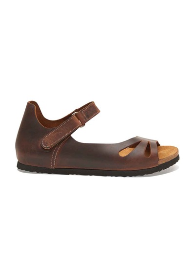 Comfortfusse Daisy - Kadın Ortopedik Hakiki Deri Sandalet Kahverengi Yağlı Deri