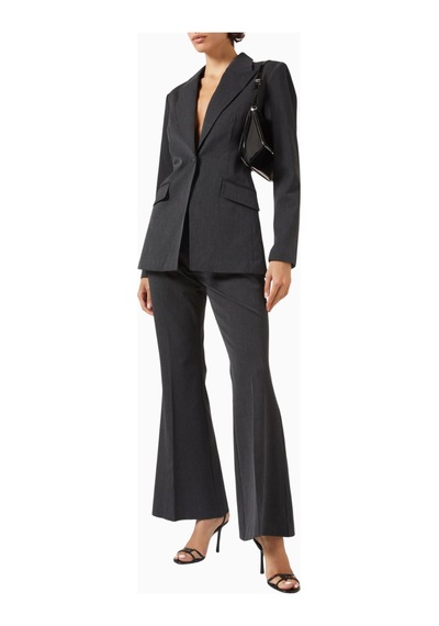 Good American Sculpted Blazer, Kadın Zarif Bel Kesimli - Modern Şık Ceket Koyu Gri