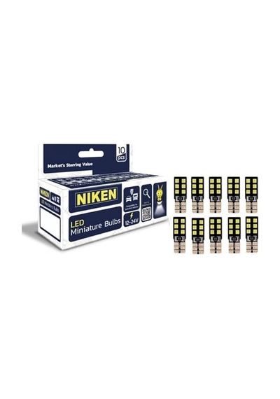 Niken Premium T10 Led Ampul Seti 10 Adet - 12-24v Yüksek Işık Gücü Ve Ultra Uzun Ömürlü Park/plaka Lambası