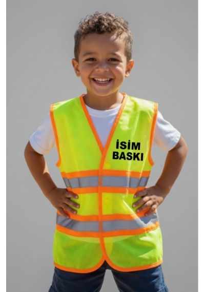 Çocuk Mühendis Yelek İsme Özel Baskılı Sarı