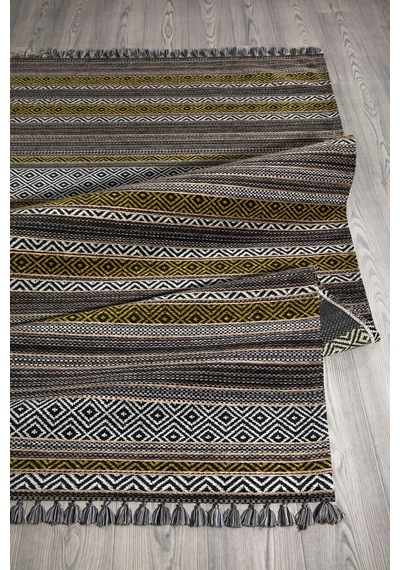 Yeşil Renkli Kaymaz Tabanlı Yıkanabilir Makine Dokuma Kilim-325