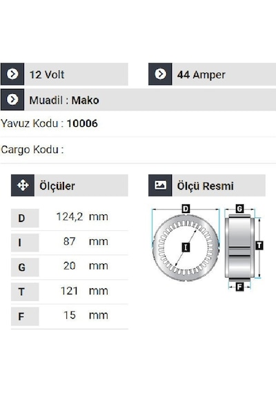 Nursan 110012 Statör 12v 44a Mako Tip 3 Uçlu Em