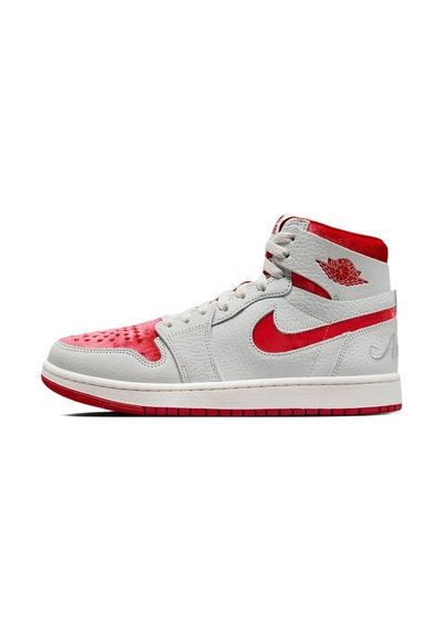 Nike Air Jordan 1 Zoom Air Mid Sneaker Hakiki Deri Bilekli Spor Ayakkabı Gri Kırmızı