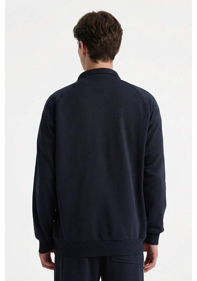 Defacto Boxy Fıt Dik Yaka Slogan Baskılı Sweatshirt F8658ax26spnv64 Lacivert-nv64