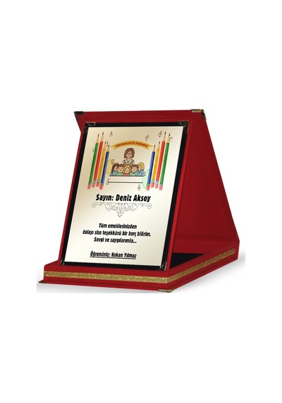 Kişiye Özel Kırmızı Plaket öğretmenler Günü Temalı-14