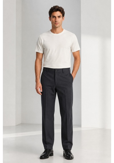 Bihan Store Erkek Regular Fit Ütü Çizgili Kumaş Pantolon 627-füme Mix Color