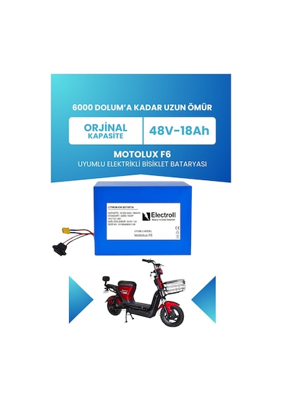 Motolux F6 Batarya 48v 18 Ah Lifepo4 Elektrikli Bisiklet İçin