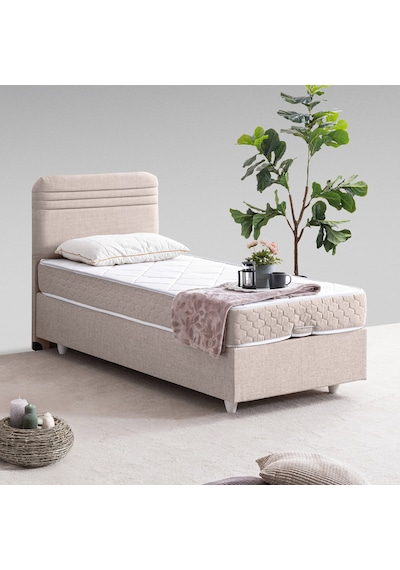 Mila Tek Kişilik Baza Başlık Orthosoft Yatak Seti - Krem 90x200