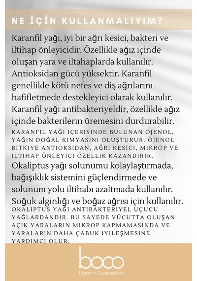 Boco Born In Cosmetics Karanfil + Okaliptus %100 Saf Uçucu Yağı 2 x 10 ML
