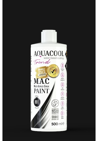 Aquacool Trend M.A.C Su Bazlı Akrilik Boya 891-Siyah 150 Ml