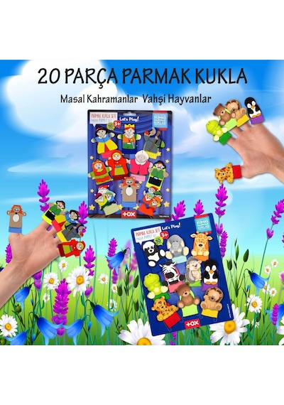 2 Set - 20 Parça Tox Masal Kahramanları Ve Vahşi Hayvanlar Parmak Kukla
