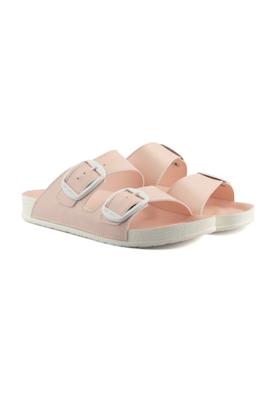 Pastelsteps İki Tokalı Rahat İlkbahar-yaz Ergonomik Kadın Terlik-pembe Pembe