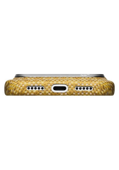 Apple Uyumlu iPhone 18 Pro Max Kılıf M-safe Özellik Aramid Karbon Fiber Pitaka Wind Over Wheat Serisi Kapak Gold