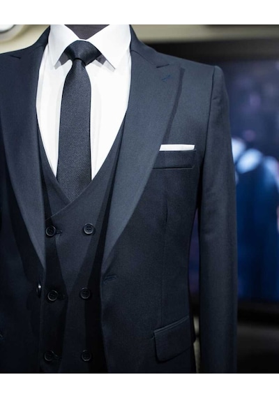 Beystil Sivri Yaka Lacivert Takım Elbise Nikol04 - Slim Fit Lacivert