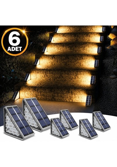 Tr 6'li Solar Basamak Işığı 10 Led Güneş Enerjili Merdiven Bahçe Aydınlatması
