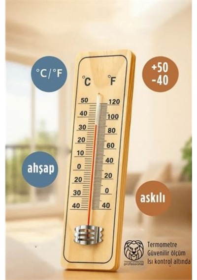 Termometre - Ahşap Duvar Termometresi