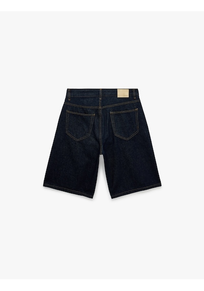 Koton Pamuklu Bol Normal Bel Cepli Baggy Jean Şort Raw 6sam40401nd 63x