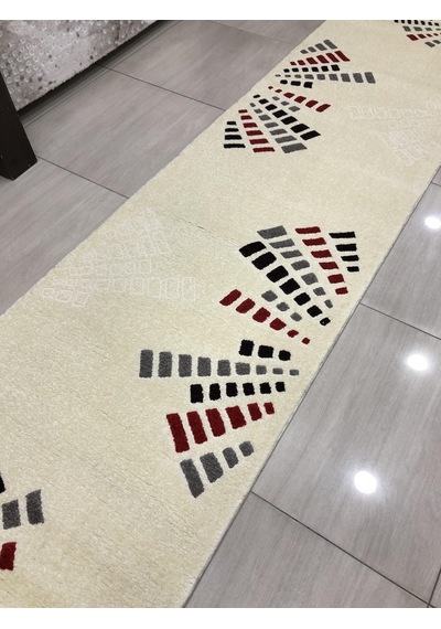 Saray Halı Samyeli 10943 Wk 80X300 Kırmızı Gri Krem Yolluk !