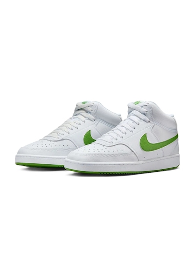 Nike Court Vision Mid Sneaker Bilekli Günlük Beyaz Yeşil Swoosh Spor Ayakkabı Beyaz