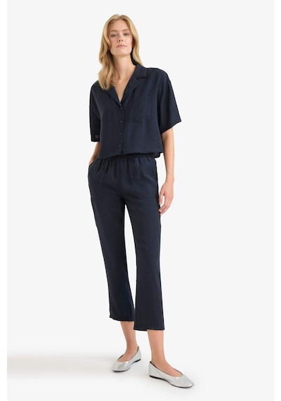 DeFacto Straight Fit Çift Cepli Yüksek Bel Düz Paça Modal Kumaş Pantolon E5962AX25SPNV100