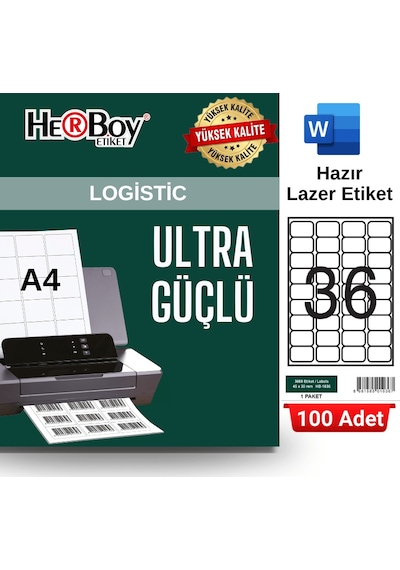 Herboy Hb-1036 45 X 30 Mm A4 Laser Etiket 100 Adet