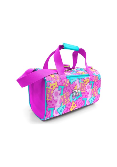 Coral High Pembe Su Yeşili Harf Desenli Spor Çantası 27551 124-Pembe
