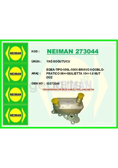 Yağ Soğutucusu Tek Radyatörü Opel Combo 1.6 Cdtı 2012 Fiat Egea - Tıpo-500l-500x - Bravo 2 - Doblo - Pratı Co 2008 Giulietta 2010 Sonrası1.6 Mjt