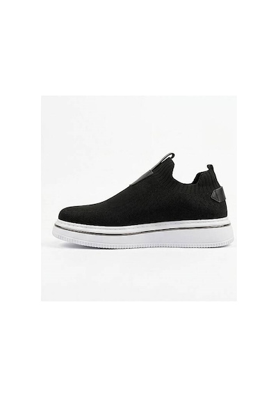 Daytex 1111 Erkek Slip-on - Full Triko Örgü Sportif Kalın Eva Taban Sneaker Siyah - Beyaz