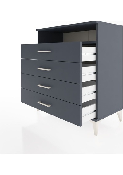 Hyperion Şifonyer Tek Raflı 4 Çekmeceli 88x44x96 Antrasit-ant... Antrasit