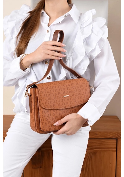 Just Polo Kadın Baskı Detaylı Büyük Boy El Ve Omuz Çantası Taba 66355088